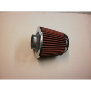 K&N filter brugt, stort. H 15 cm B 15 cm. krom.